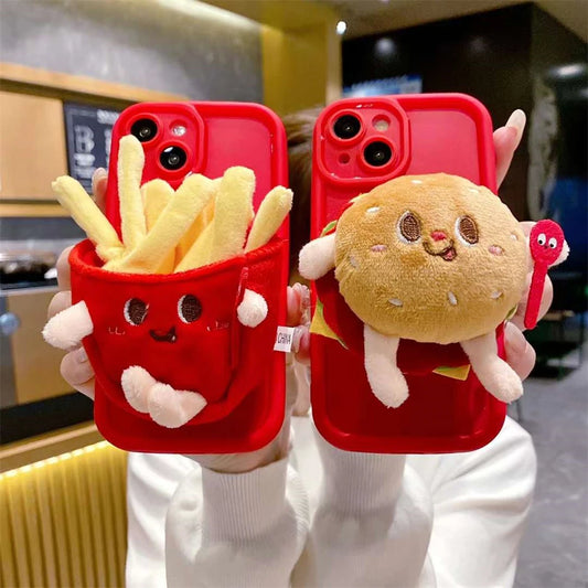 Cartoon Burger & Fries Silicone Case